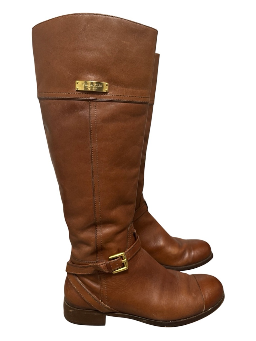 COACH Women’s Micha Leather Buckle Riding Boots, Chestnut Brown, Size 6 - Picture 6 of 16